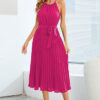 Women Summer Sexy Sleeveless Pleated Skirt