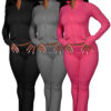 Women Thumb-Button Fold-Over Bell Bottom Pant (Includes Headband) Two-Piece Set