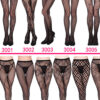 Women Vertical Stripe Hollow Lace Jacquard Basic Tights