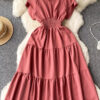 Women vintage pleated Long Dress