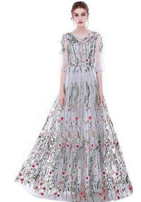 Women wedding dress embroidered chiffon color sexy evening dress(Processing time need 3-6 days)