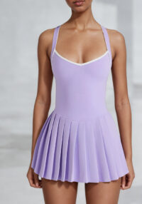 Women Yoga Colorblock Padded Stretch Golf and Tennis Skirt