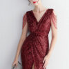 WomenElegant Sequins V Neck Mini Evening Dress