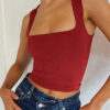 Women's Casual Solid Color Tight Fitting Double Layer Streetwear Basic Tank Top