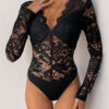 Women's Clothing Long Sleeve Lace Patchwork Jumpsuit