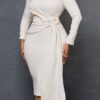 Women's Fall Fashion Plus Size V Neck Long Sleeve Chic Pencil Dress