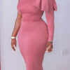Women's Fall Winter Fashion Chic Slim Slash Shoulder Sexy Dress