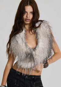 Women's Fall/Winter Halter Neck Hooded Deep V-Neck Fringe Adjustable Slim Waist Top T-Shirt