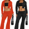 Women's Fashion Casual Solid Color Hooded Two Piece Pants Set