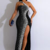 Women's Fashion Solid Color Beaded Sequin Sleeveless Maxi Dress