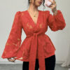Women's Fashion Spring Autumn Sexy Sheer Long Sleeve V-Neck Blouse