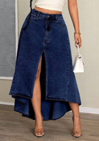 Women's Irregular Elegant Slit Denim Long Skirt