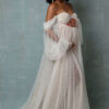 Women's Patchwork Mesh Beading Off Shoulder Maternity Long Dress