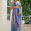 Women's Sexy Deep V Rainbow Strap Maternity Dress