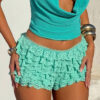 Women's Sexy Lace Ruffled Solid Color Low-Rise Beach Shorts