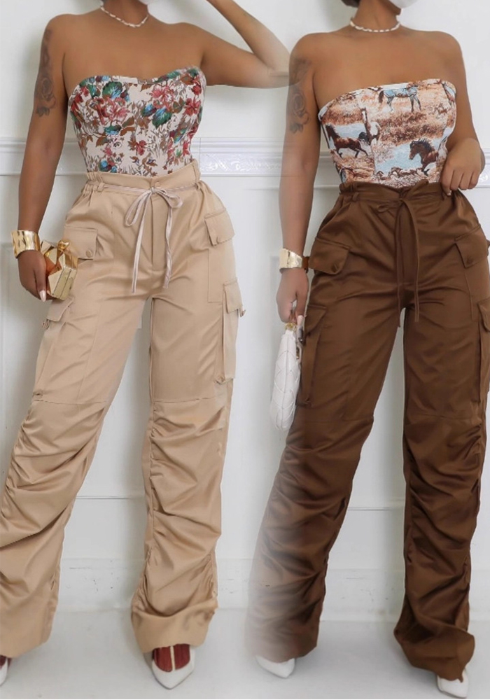 Women's Solid Color Multi-pocket Cargo Pants