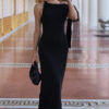 Women's Summer Fashion Chic One Shoulder Floater Solid Color Long Dress