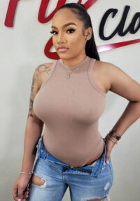 Women's Super Stretch Ribbed Fashion Items Solid Color Versatile Tank Onesie