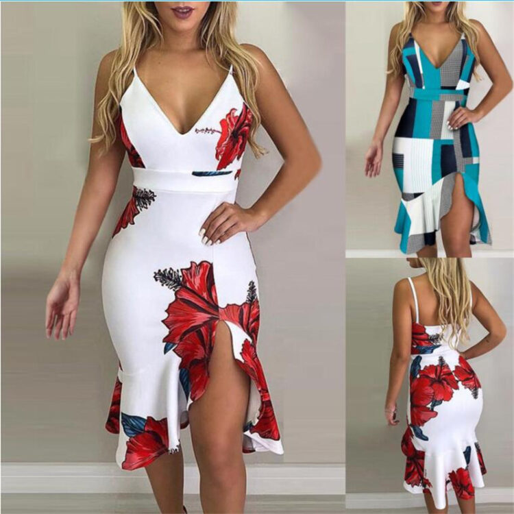 women's suspender irregular skirt dress