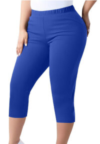 Women's Trousers Capri Pants Plus Size Elastic Waist Tight Pants