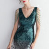 WomensElegant Gradient Sequins V Neck Mini Evening Dress
