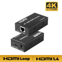 1 Set 4k 120m Hdmi Extender Cat5e Cat6 Ethernet Hdmi to Rj45 Audio Edid Network Extender UK Plug