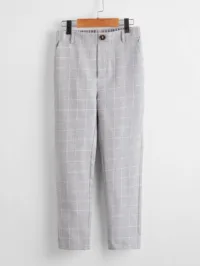 SHEIN Tween Boy Slant Pocket Grid Print Pants