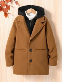 Tween Boys Casual Color Block Hooded Coat For Autumn/Winter