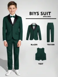 SHEIN Tween Boy Gentleman 3 Pieces Set: Vest + Blazer Jacket + Trousers + Necktie, Formal Attire For Birthday Party, Wedding, Graduation, Anniversary, Christening