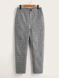 SHEIN Tween Boy Plaid Elastic Waist Pants