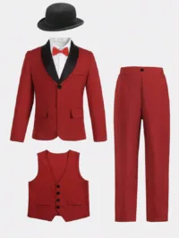 SHEIN Tween Boy Gentleman 3 Pieces Set: Vest + Blazer + Trousers + Necktie, Formal Attire For Birthday Party, Wedding, Graduation, Anniversary, Christening