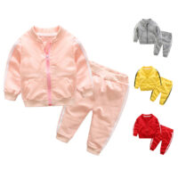 2 Pieces Infant Toodler Sports Set Side Stripe Jacket With Pants Wholesale 21345245