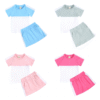 2 Pieces Kid Colorblock Set Raglan Sleeve Tee With Skirts Wholesale 2525067