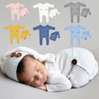 2 Pieces Newborn Solid Color Photography Jumpsuit And Hat Set Wholesale 93834618