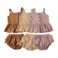 2 Pieces Set Baby Girls Solid Color Tank Tops And Shorts Wholesale 230303138
