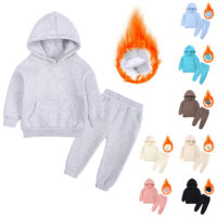 2 Pieces Set Baby Kid Big Kid Unisex Sports Solid Color Hoodies&Swearshirts And Pants Wholesale 220114432