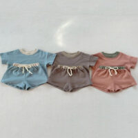 2 Pieces Set Baby Kid Girls Boys Color-blocking T-Shirts And Shorts Wholesale 250708153