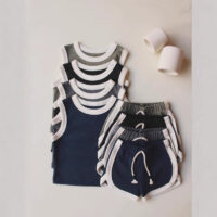 2 Pieces Set Baby Kid Girls Boys Color-blocking Tank Tops And Shorts Wholesale 250708155
