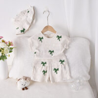 2 Pieces Set Baby Kid Girls Boys Plant Embroidered Tops And Shorts Wholesale 250227146