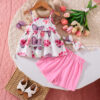 2 Pieces Set Baby Kid Girls Flower Butterfly Tank Tops And Solid Color Shorts Wholesale 25070893