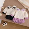 2 Pieces Set Baby Kid Girls Flower Tops And Solid Color Shorts Wholesale 25022794
