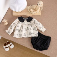 2 Pieces Set Baby Kid Girls Flower Tops And Solid Color Shorts Wholesale 25022790