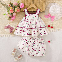 2 Pieces Set Baby Kid Girls Fruit Print Tank Tops And Shorts Wholesale 250708136