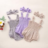 2 Pieces Set Baby Kid Girls Print Headwear And Rompers Wholesale 220323345