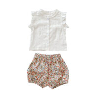 2 Pieces Set Baby Kid Girls Print Tops And Flower Shorts Wholesale 22041513
