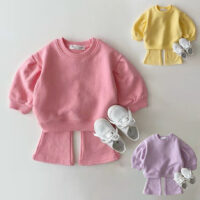 2 Pieces Set Baby Kid Girls Solid Color Hoodies Swearshirts And Pants Wholesale 220902125