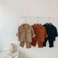 2 Pieces Set Baby Kid Girls Solid Color Jackets Outwears And Pants Wholesale 220929515