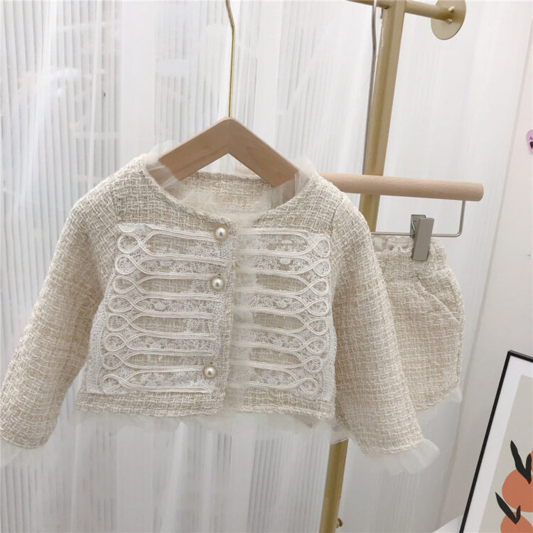 2 Pieces Set Baby Kid Girls Solid Color Jackets Outwears And Shorts Wholesale 23022272