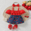 2 Pieces Set Baby Kid Girls Solid Color Tank Tops And Love heart Shorts Wholesale 250708146
