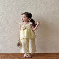 2 Pieces Set Baby Kid Girls Solid Color Tank Tops And Pants Wholesale 25050830
